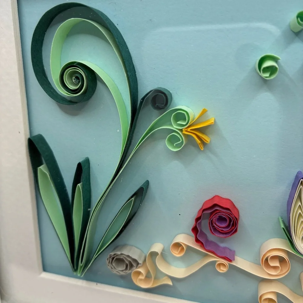 Framed Quilling Art with Fish and Flowers